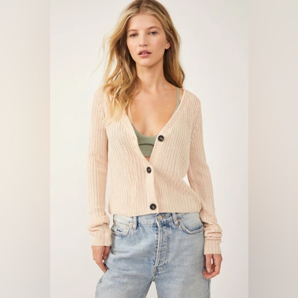 NWT FREE PEOPLE Game On Ribbed Cardigan